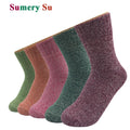 5 Pairs/Lot Wool Socks Women Winter Japanese Harajuku  Bohemian Cashmere Warm Colorful Socks Ladies Girl Christmas Gift 5 Styles-belleandkai.com