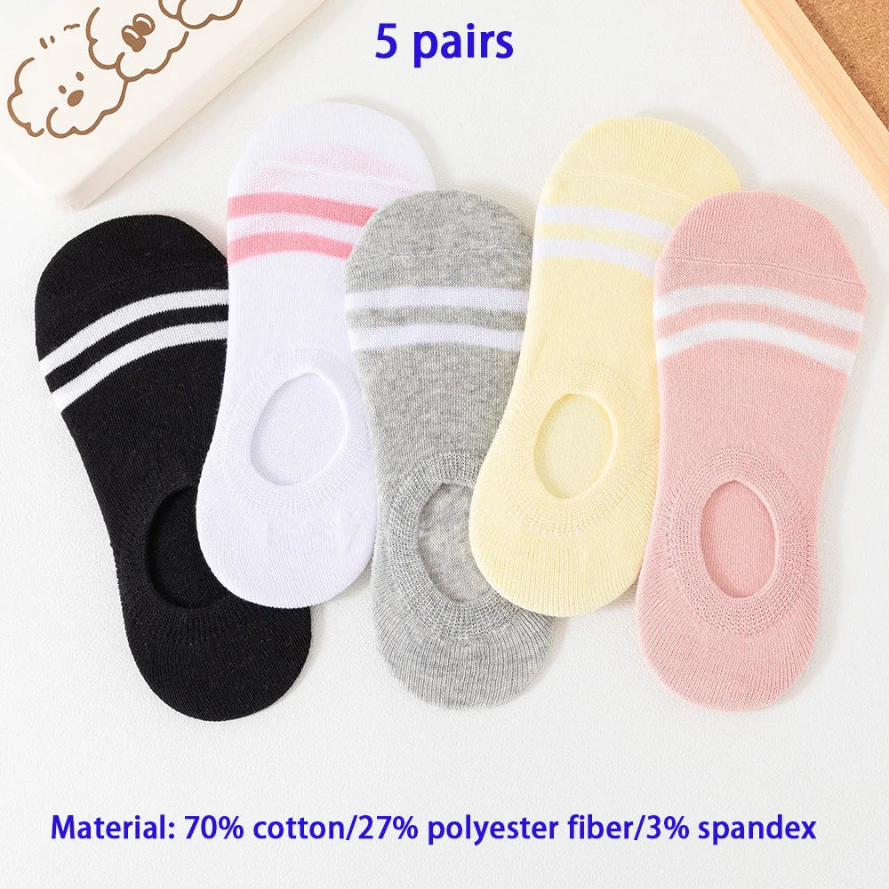 10 Pairs of Colored Cotton WOMEN'S Short Socks, Ankle Breathable Mesh Sports Socks, Summer Casual Solid Color Boat Socks-belleandkai.com