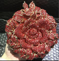 Women Gold/Silver Flower Mini Crystal Evening Bag Bridal Wedding Rhinestones Clutches Bags Handbags Party Minaudiere Clutch Bag-belleandkai.com