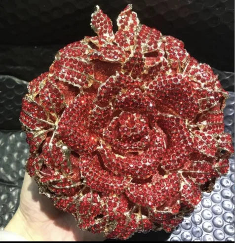 Women Gold/Silver Flower Mini Crystal Evening Bag Bridal Wedding Rhinestones Clutches Bags Handbags Party Minaudiere Clutch Bag-belleandkai.com