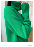 Women's Turtleneck Cashmere Sweater Loose Thickened Pullover Korean Style Lazy Wind Heavy for Autumn Winter-belleandkai.com