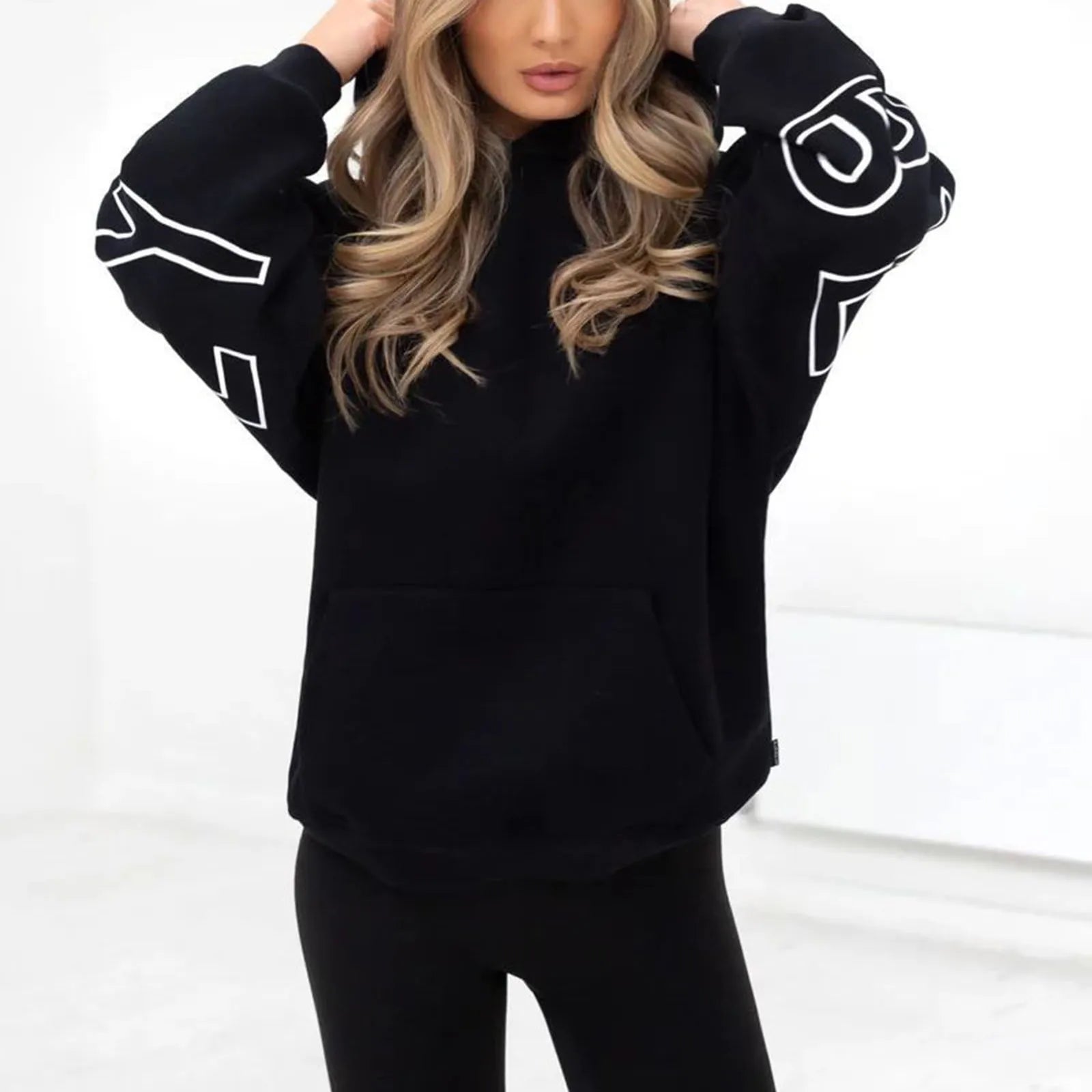 Classic Solid Color Simple Lazy Style Basic Hoodies For Men And Women Letter Printed Soft Sports Pullover Sweatshirt-belleandkai.com