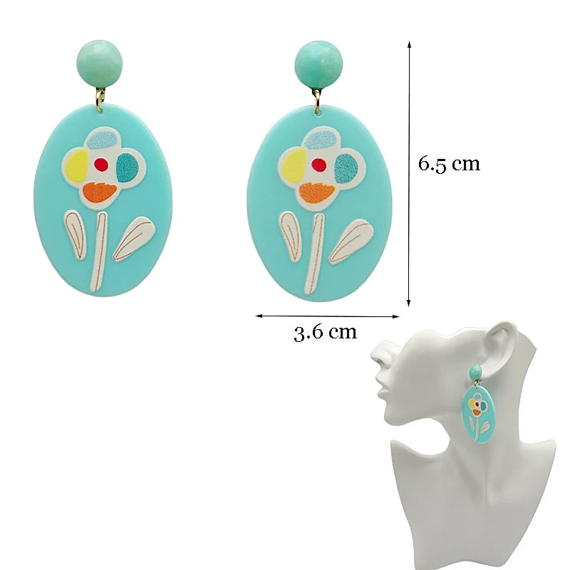 Top Sale Fashion Colourful Dangle Earrings for Women Accessories Stud Earring Y2K Pendientes New In Resin Earings-belleandkai.com