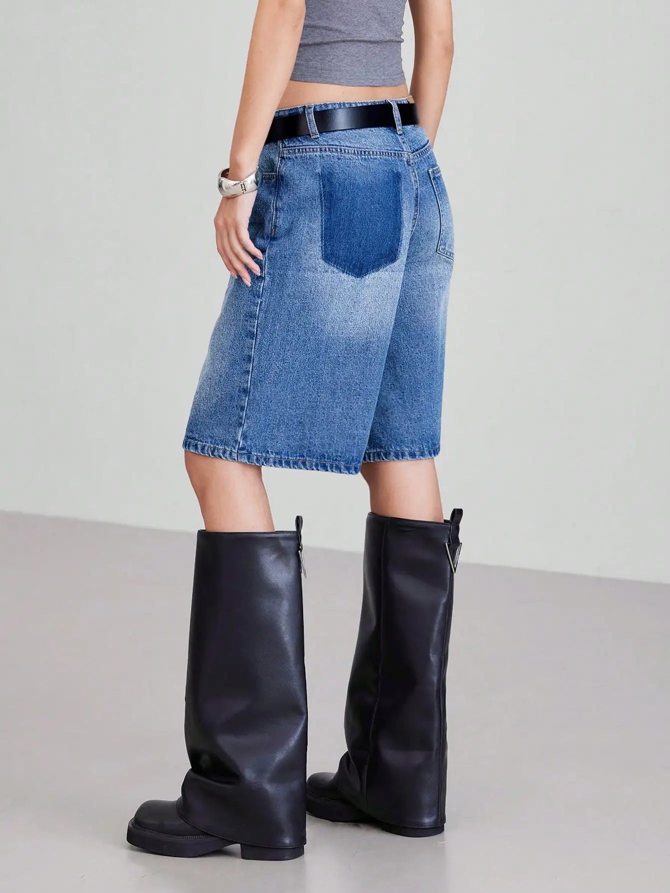 American Retro Style Five-Piece Denim Shorts for Women - Summer Spring 2025 Collection - High-Waisted  Loose-Fitting  Slimming-belleandkai.com