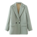 Winter Women Apricot Blazer Coat 2025 Lady Vintage Double Breasted Blazer Notched Collar Pocket Female Outerwear Chic Tops Deat-belleandkai.com