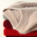 Autumn Winter Half-High-Necked Mink Cashmere Sweater Women's Pullover Loose Large Size Knitted Bottoming Shirt Thickened Warm-belleandkai.com