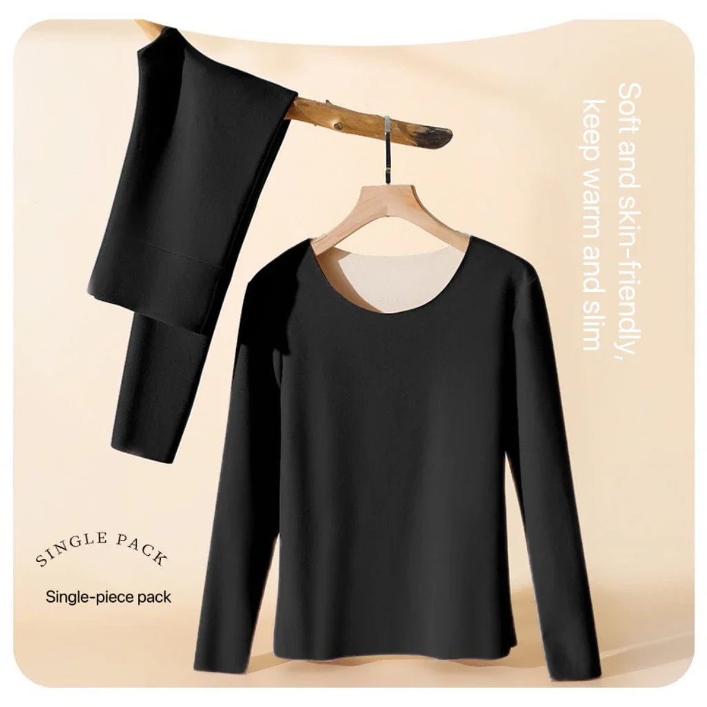 1Set Women's Thermal Underwear Set Seamless Thick Double Layer Warm Lingerie Winter Long Sleeve Bottoming Thermal Clothing Sets-belleandkai.com
