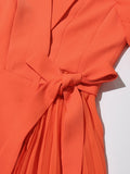 Designer Solid Spliced Ruffles Blazer For Women Notched Collar Long Sleeve Patchwork Lace Up Slim Runway Coat Female Fashion-belleandkai.com
