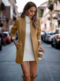 Women Fashion Solid Long Sleeve Coats Autumn Winter Casual Woolen Coat Stand Collar Jacket With Pockets Female Street Outerwear-belleandkai.com
