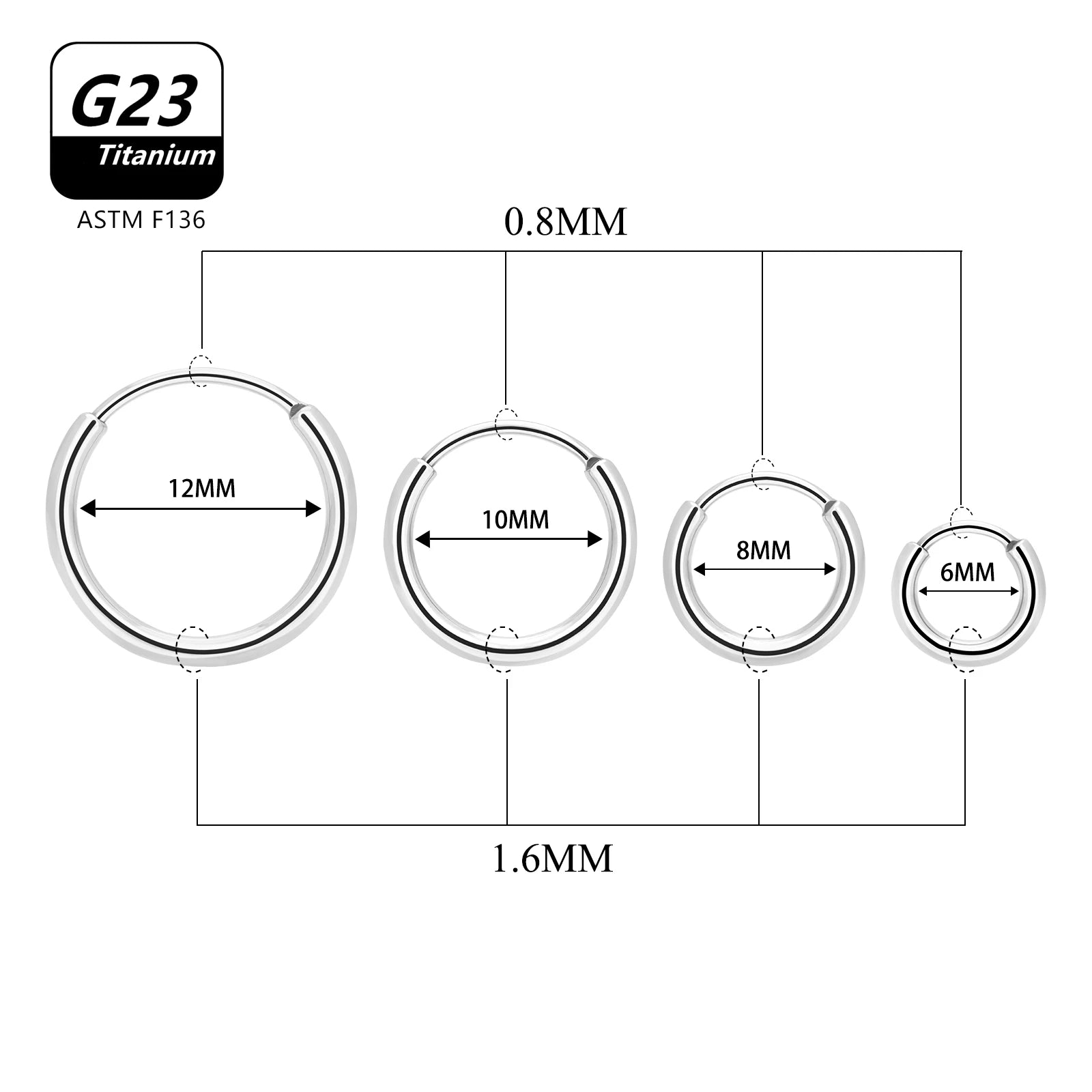 1/10pcs G23 Titanium Hoop Earring For Women Piercing Nose Ring ASTM F136 Body Jewelry Accessories Wholesale 2024 New-belleandkai.com