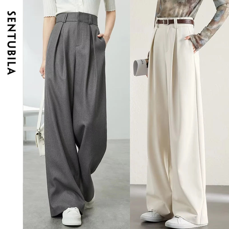 High Waist Baggy Pant Women Full Length Straight Loose Casual Trousers Spring Elegant Wide Leg Pant-belleandkai.com