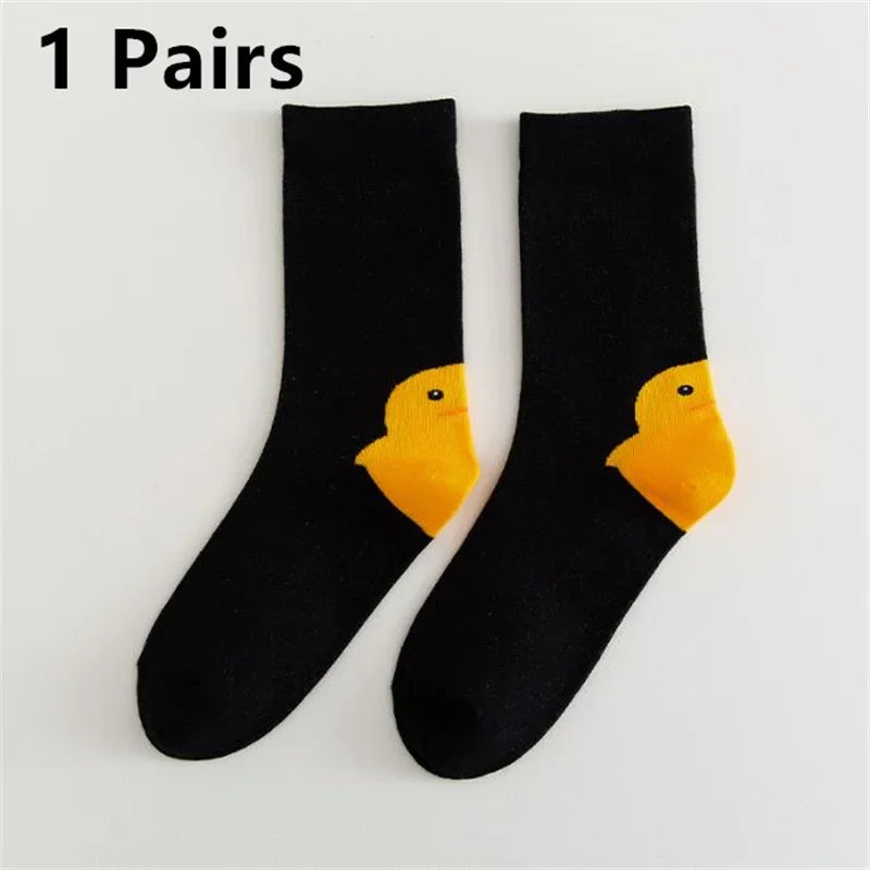 10 Pairs Cartoon Women Socks Fashionable And Versatile Cute Design Funny Goose Breathable Soft Comfortable Women Casual Socks-belleandkai.com