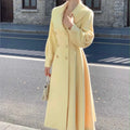 Fashion Women's Long Coats Winter New Outerwear Lapel Double Breasted Lantern Sleeve Solid Vintage Chic Woolen Overcoats-belleandkai.com
