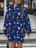 Women's hooded pullover sweatshirt fashion loose autumn and winter hoodie Disney chic retro print long-sleeved dress-belleandkai.com