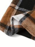 Plus Size 1XL-5XL Women Fashion Autumn and Winter Plaid Printing Coat Ladies Casual Long Sleeve Button Mock Neck Tunic Jacket-belleandkai.com