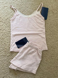 Strawberry Vest Shorts 2 Pieces Set Woman Eyelet Bow Slim Tank Top with Elastic Waist Patchwork Straight Short Pant Sweet Sets-belleandkai.com