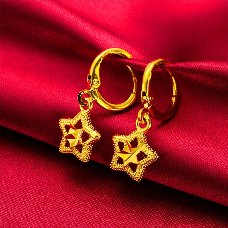 Drop-Heart Coin Stud Earrings for Women (24K AU999) - Double-Lined Drop Outline, Shiny-Matte Mix, Travel Wear, Natural Fluidity-belleandkai.com