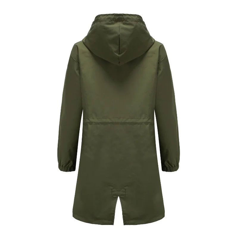 Fahsyee Raincoat Women, Rain Jacket Waterproof Raincoat Hooded Windbreaker Outdoor Long Active-belleandkai.com