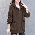 Thicken Plus Velvet Women Sweatshirts Autumn Winter Lamb Fleece Sweater Casual Hoodies Loose All-match Zipper Cardigan Jacket-belleandkai.com