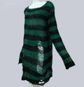 New Streetwear Top Punk Gothic Long Unisex Sweater Summer Women Striped Cool Hollow Out Hole Broken Jumper Loose Rock Thin Dark-belleandkai.com