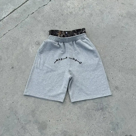 Y2K Double Waist Shorts Popular Trendy Brand New Embroidery Pattern Casual Shorts Women Harajuku Hip Hop Oversize Sports Shorts-belleandkai.com