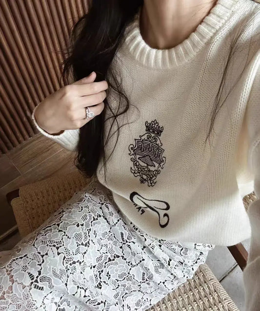 Advanced Round Neck Pullover Sweater Women's Autumn And Winter New Lazy Style Soft And Sticky Waist Knit Sweate-belleandkai.com