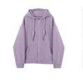 Loose Zipper Hoodie Women's Spring Autumn Thin Style Student Casual Wear Purple Sweatshirt Korean Lazy Fashion Versatile Outerwe-belleandkai.com