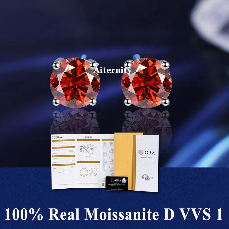 Hot Moissanite Studs 6 prong Earrings Pass Diamond tester For Men Women 18K Platinum Plated Bride Wedding Gemstone 925 Silver-belleandkai.com