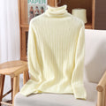 Autumn Winter Solid Color Mink Fur Women's Pile Neck Hollowed Out Slim Fit Knitted Sweater, High Neck Base Pullover, Stylish New-belleandkai.com