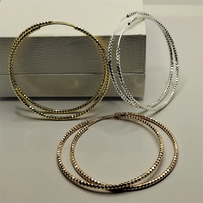 Somilia -925 Sterling Silver Round Earrings for Women Large Circle Piercing Rose Gold Hoop Earring Dropship Suppliers With Gife-belleandkai.com