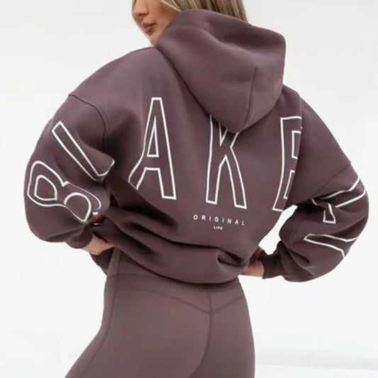 Classic Solid Color Simple Lazy Style Basic Hoodies For Men And Women Letter Printed Soft Sports Pullover Sweatshirt-belleandkai.com