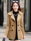 New Autumn Winter Woolen Coat Women Slim Double Breasted Medium Long Wool Blend Warm Female Overcoat Winter Coat Jacket-belleandkai.com