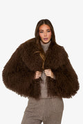 Women's Light gray Mongolian Fur Jacket – Real Sheepskin, Fluffy Short Coat, Winter Fashion Outerwear for Elegant Look-belleandkai.com