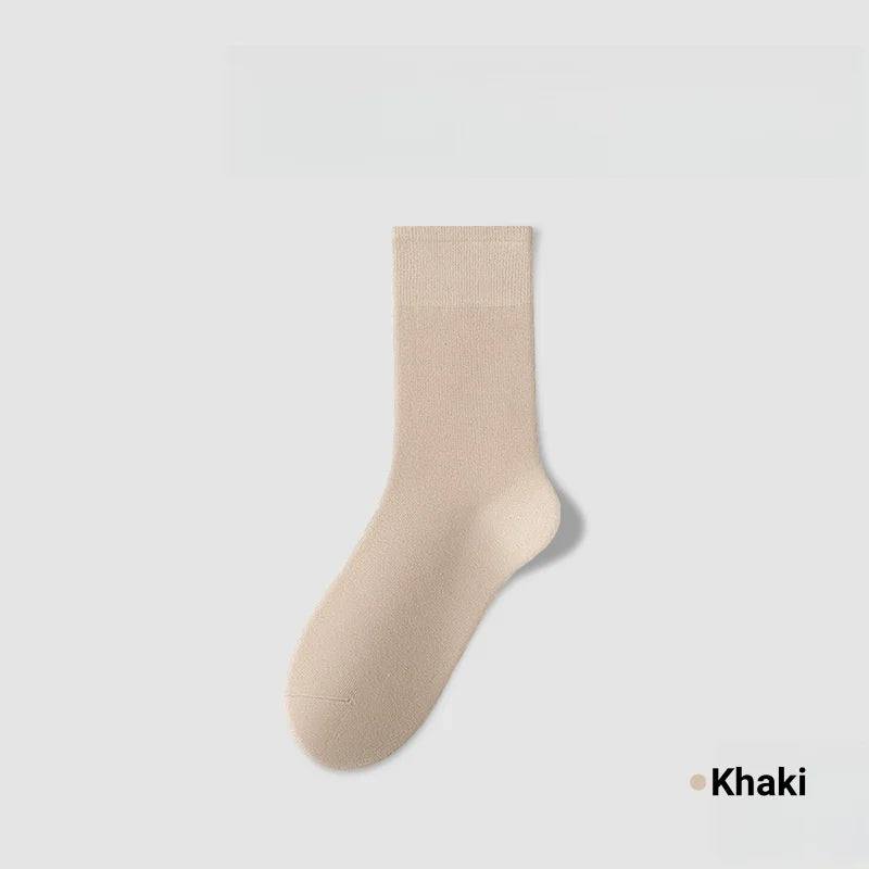 1/5 Pairs Cotton Socks Women Seamless Soft Crew Socks Medium Tube Long Loose Casual Solid Color Anti-Pilling Breathable-belleandkai.com