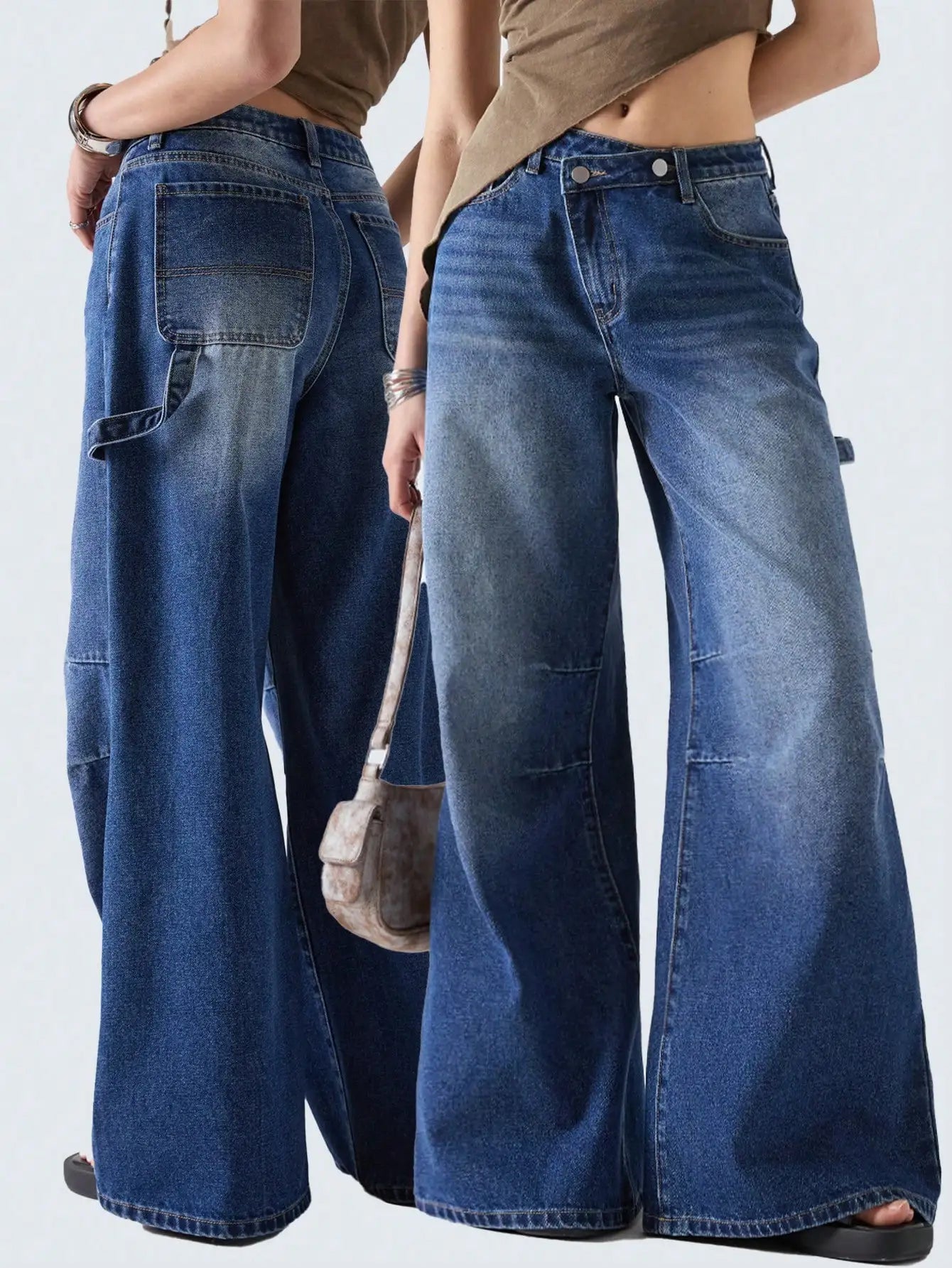 American retro wide leg jeans for women  spring new style  versatile and easy to wear-belleandkai.com
