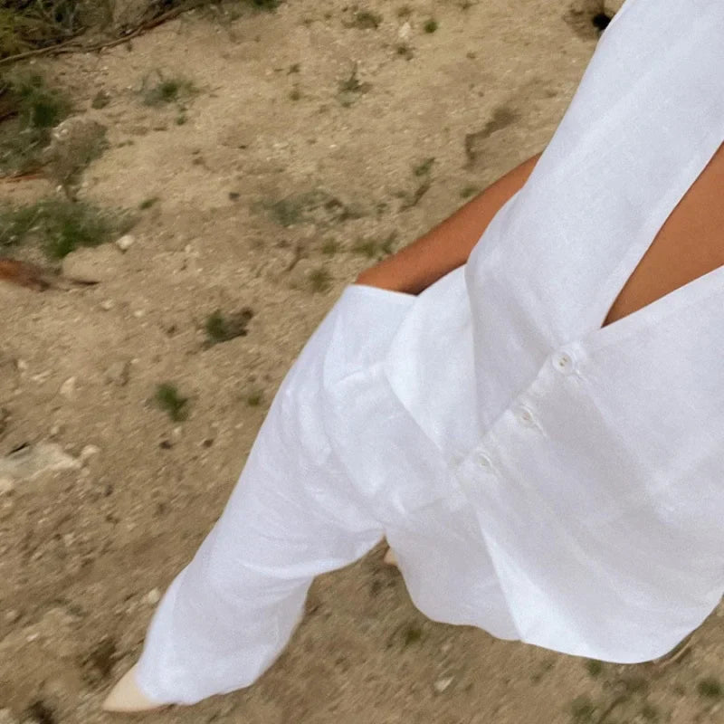 2025 New Summer Two Piece Sets Fashion Women Single Breasted Sleeveless Vest Wide Leg Pant Suit Casual Solid Office Lady Outfits-belleandkai.com