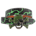 Skull Rhinestone Belts For Women Men Y2K Leather Strap Crystal Studded Western Cowgirl Cowboy Diamond Bling Bling Belt-belleandkai.com
