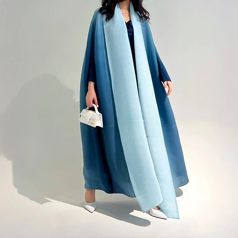 Miyake Jacket Arab Middle East Dubai Loose Women's Clothing Folds Gradual Change Trench Coat Long 2025 New Women's Clothing-belleandkai.com
