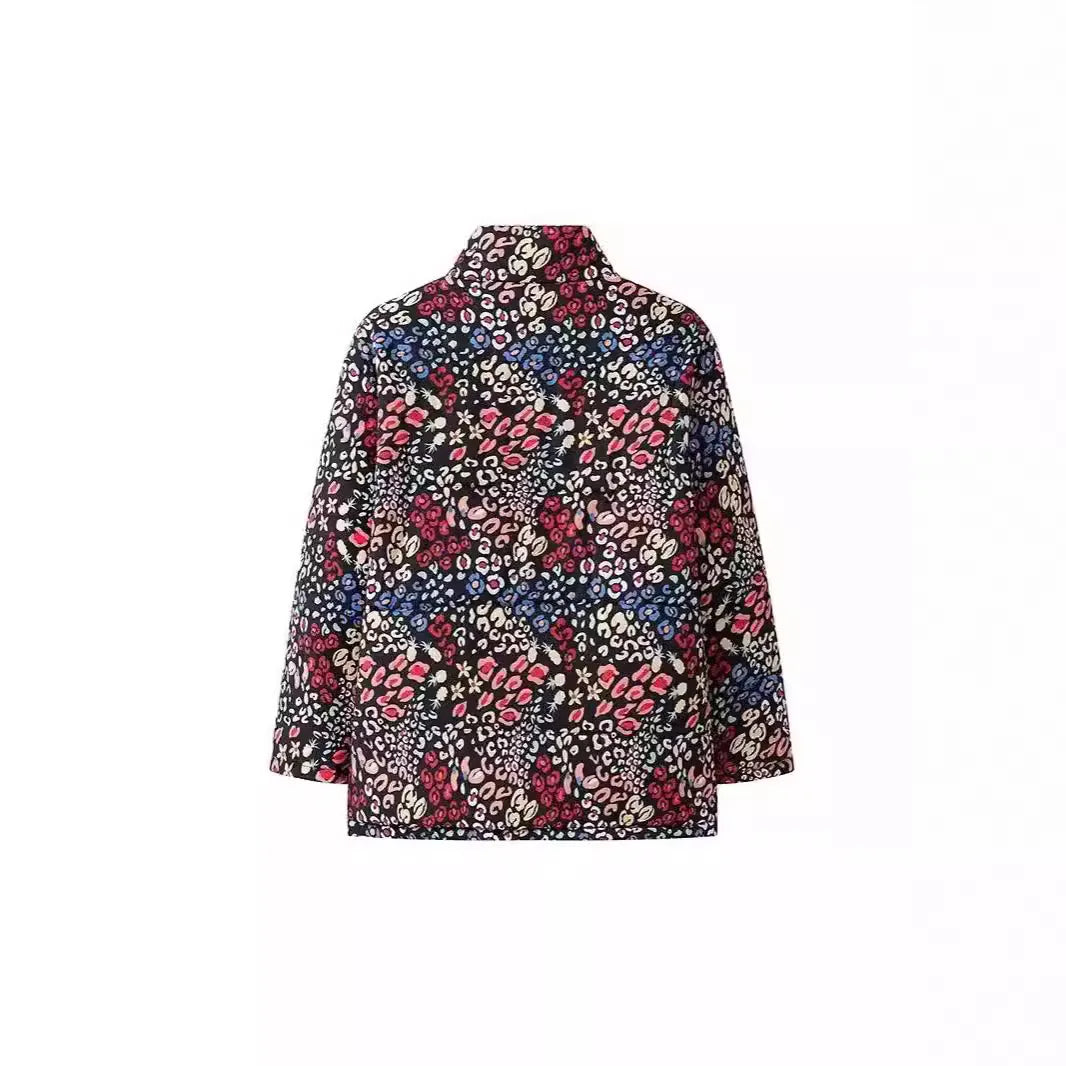 New Turtleneck Casual Coat Women Cotton Fashion Jacket Print Long Sleeve Zipper Thick Warm Women Jacket Retro Chic Clothes-belleandkai.com