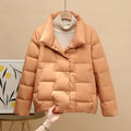 Autumn Winter Down Jacket For Women 2024 Solid Stand Collar Plaid Ultralight White Duck Down Coat Keep Warm Puffer Jacket Female-belleandkai.com