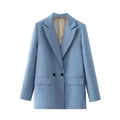 Winter Women Apricot Blazer Coat 2025 Lady Vintage Double Breasted Blazer Notched Collar Pocket Female Outerwear Chic Tops Deat-belleandkai.com