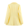 TRAFZA Elegant Yellow Blazer Women's Double-breasted Lapel Blazer Fashion High Street 2025 Spring Summer Holidays Commute Suit-belleandkai.com