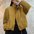 Solid Color Single Breasted Down Coat Winter New Loose Coat Women's Style Casual Warmth Thickened Down Jacket-belleandkai.com