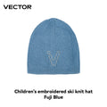 VECTOR Children's Embroidered Ski Knitted Hat Solid Color for Warmth, Warmth, Comfort, and Skin Friendly Trend Versatile-belleandkai.com