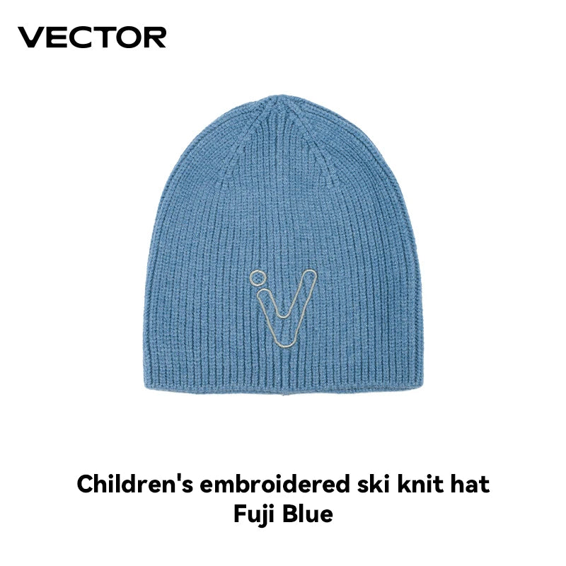 VECTOR Children's Embroidered Ski Knitted Hat Solid Color for Warmth, Warmth, Comfort, and Skin Friendly Trend Versatile-belleandkai.com