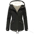 Women's Winter Jacket Warm Solid Plush Thickened Long Winter Coat Outdoor Hiking Hooded Casual Windproof Parka Coat Overcoat-belleandkai.com