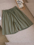 2024 Women Cotton Shorts,Summer Casual Solid Two Pockets shorts high waist loose shorts for girls Soft Cool female shorts-belleandkai.com
