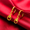 Drop-Heart Coin Stud Earrings for Women (24K AU999) - Double-Lined Drop Outline, Shiny-Matte Mix, Travel Wear, Natural Fluidity-belleandkai.com