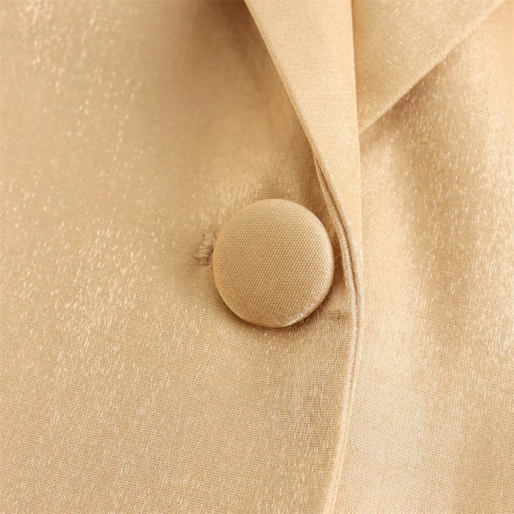 Taop&Za 2024 Spring New Product Women's Fashion and Casual Versatile Button Metal Face Straight Cut Suit Coat-belleandkai.com