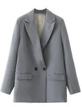 Winter Women Apricot Blazer Coat 2025 Lady Vintage Double Breasted Blazer Notched Collar Pocket Female Outerwear Chic Tops Deat-belleandkai.com